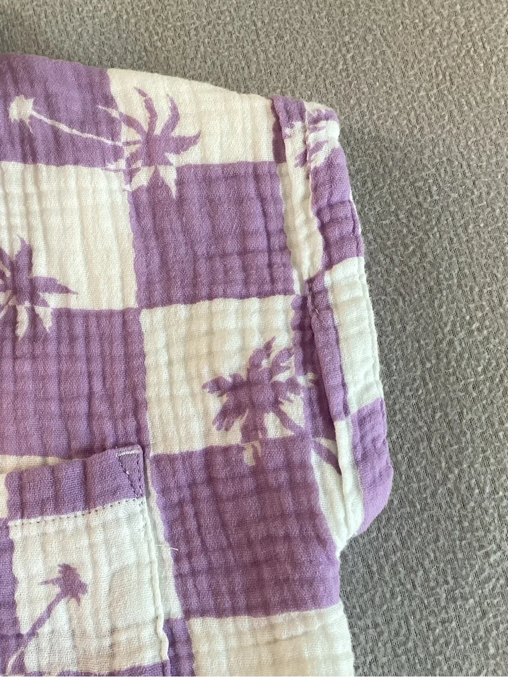 Grayson Threads Lavender and White Check Palm Shirt & Shorts Set Size M Cotton